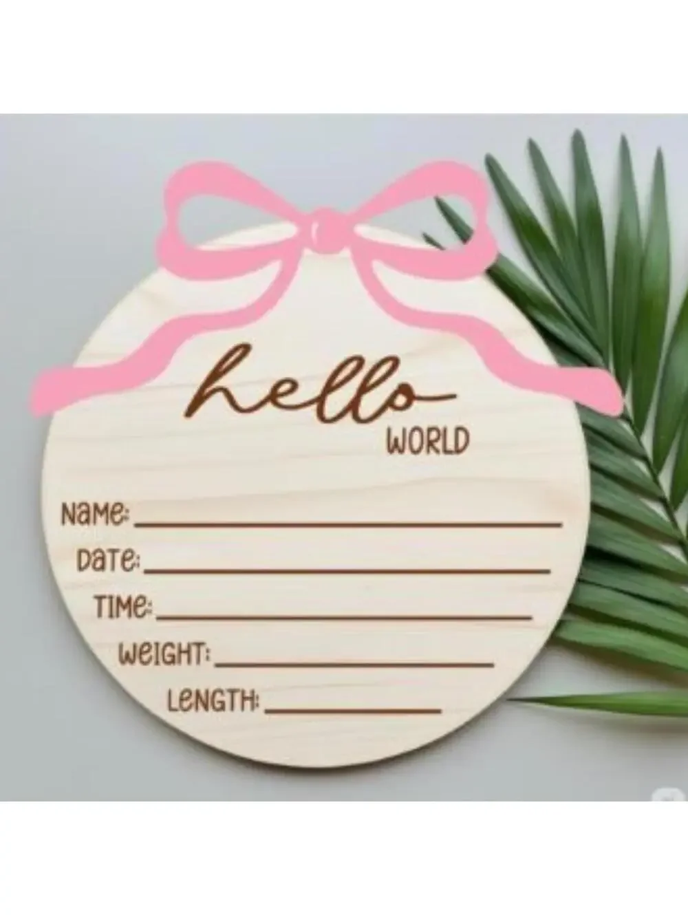 Hello World newborn milestone wood sign | baby name date time weight length